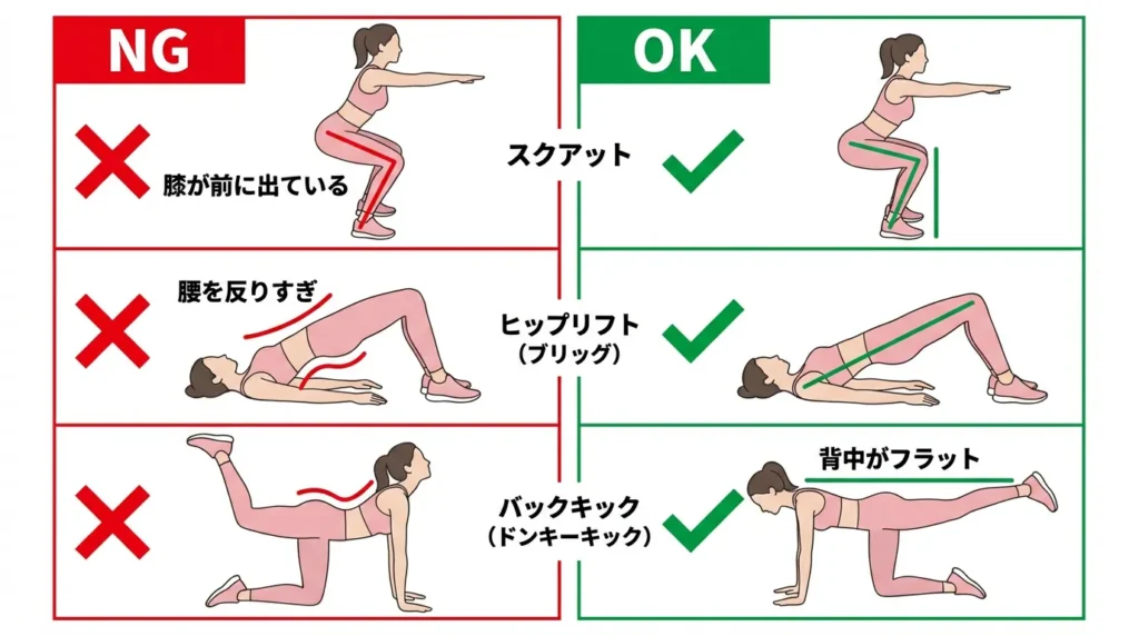 ヒップアップ筋トレフォーム比較図