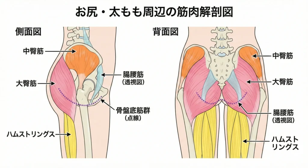 お尻周りの筋肉マップ