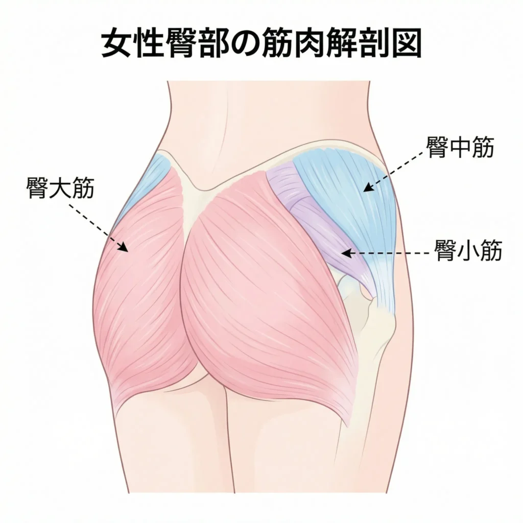 女性臀部筋肉解剖図