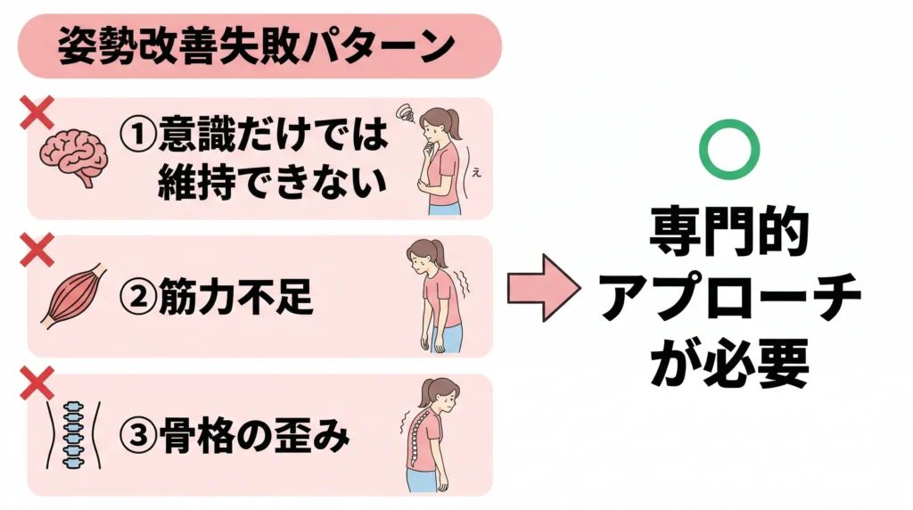 自己流姿勢改善が失敗する3つの理由