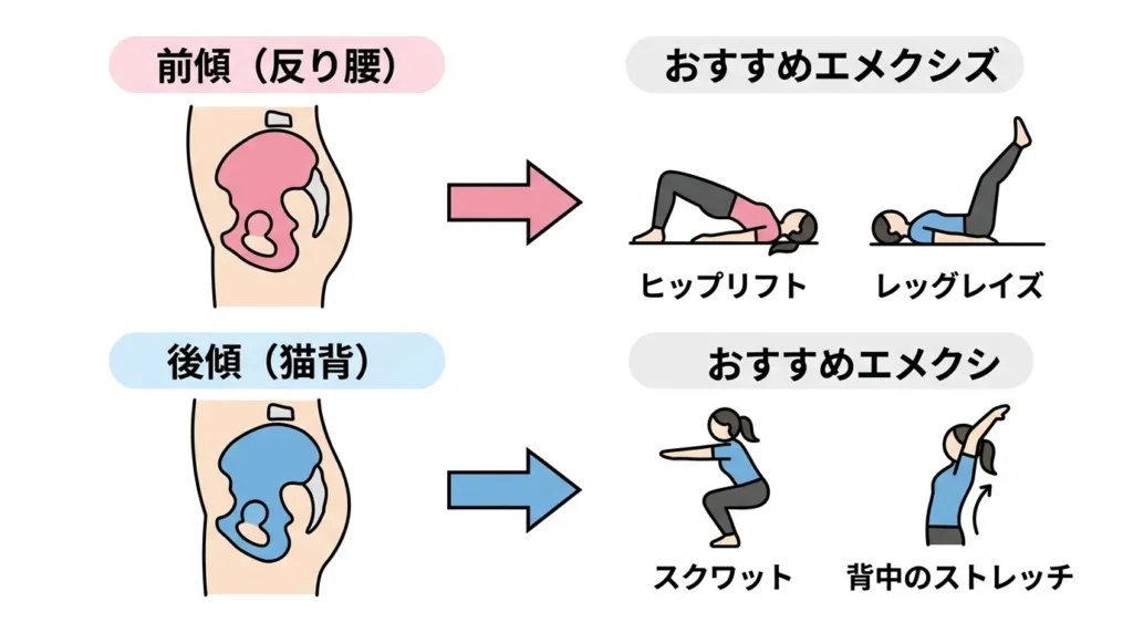 骨盤の前傾・後傾と改善エクササイズの関係