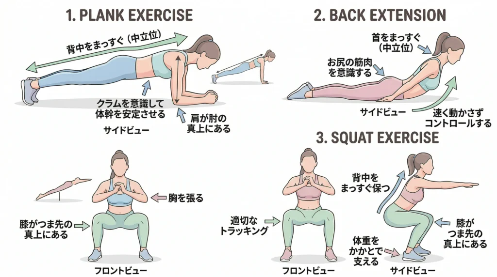 トレーニング3種の正しいフォーム