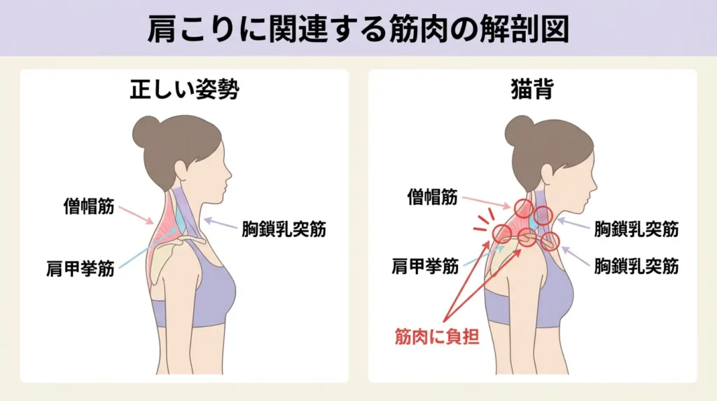 肩こり筋肉解剖図