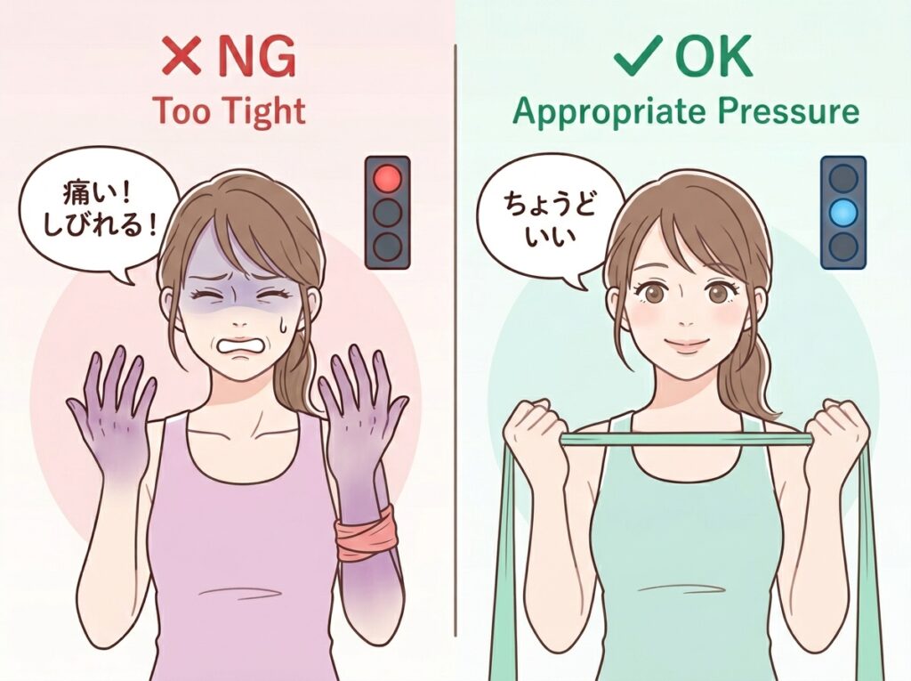加圧トレーニング NG例とOK例 比較図