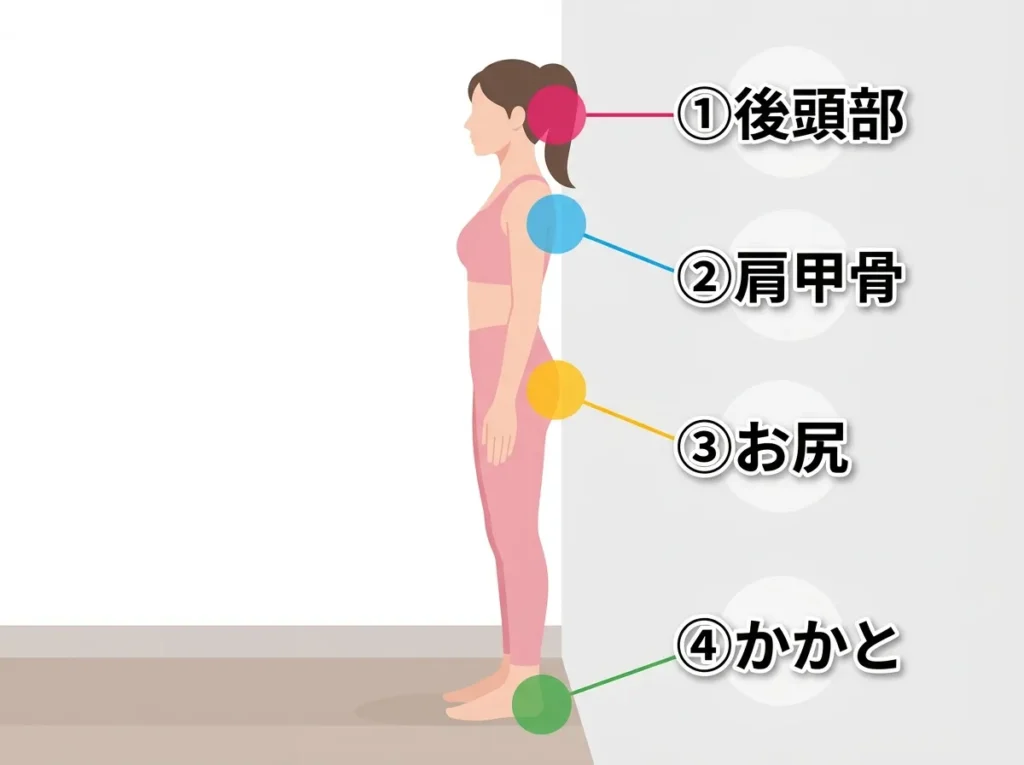 壁を使った姿勢チェック方法