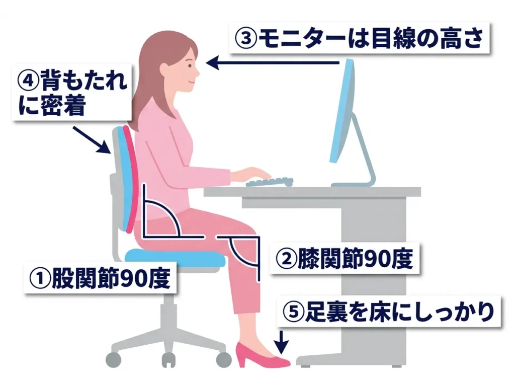 正しい座り姿勢とデスク環境
