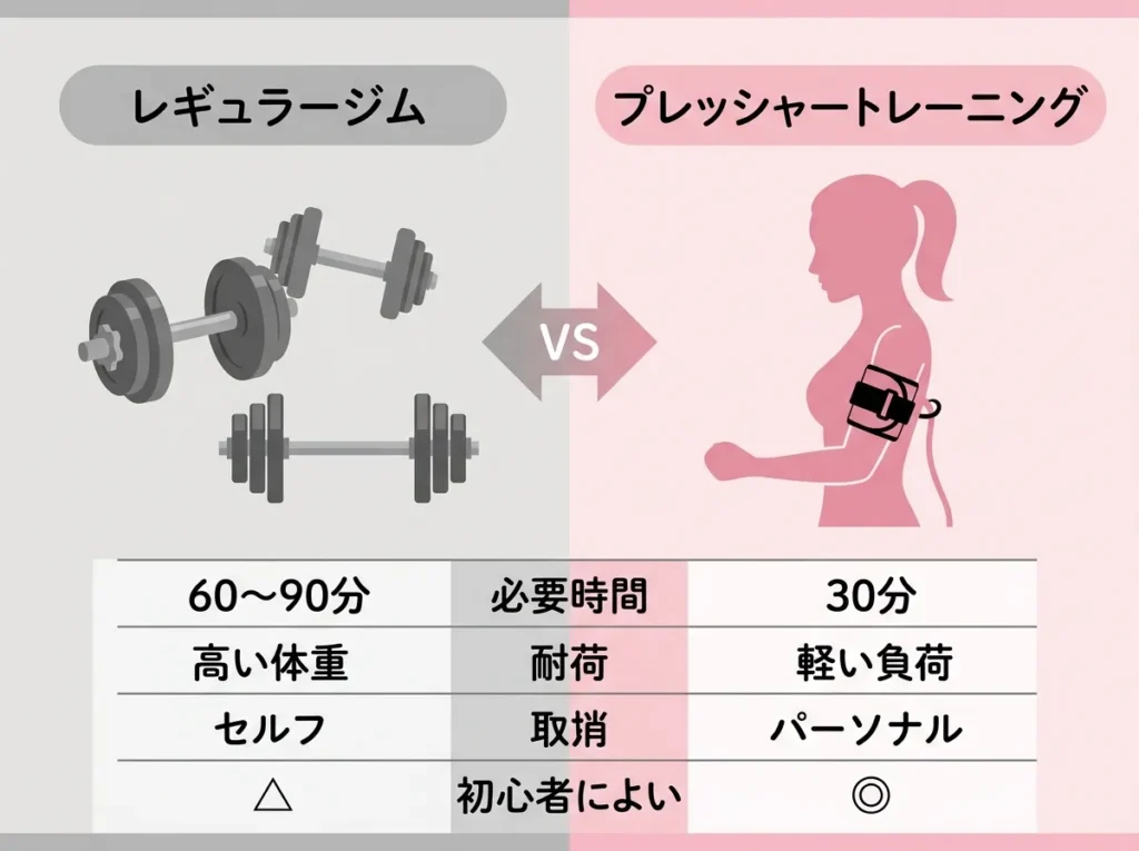 通常ジム vs 加圧トレーニング