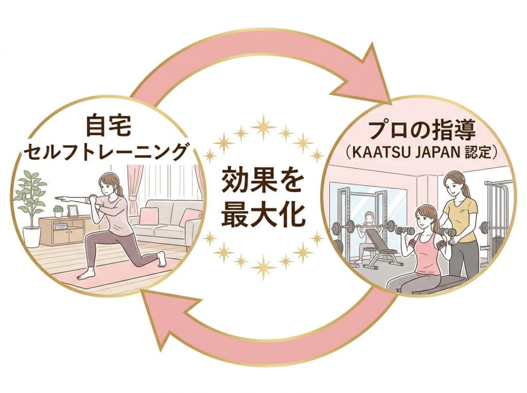 自宅セルフ × プロ指導 ハイブリッドモデル図