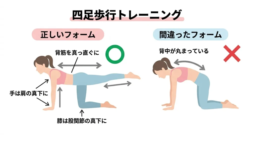 四つん這いトレーニングの正しい姿勢図
