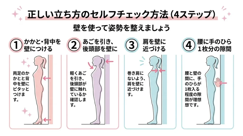 正しい立ち方のステップ図