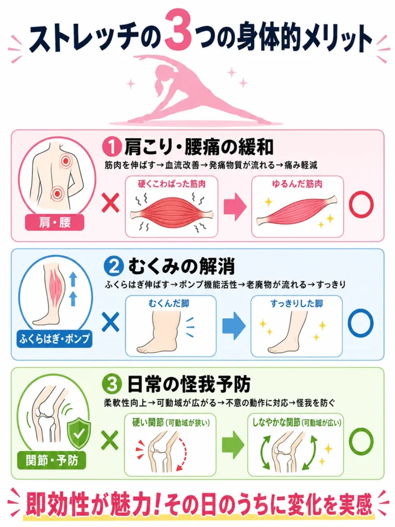 ストレッチの3つの身体的メリット
